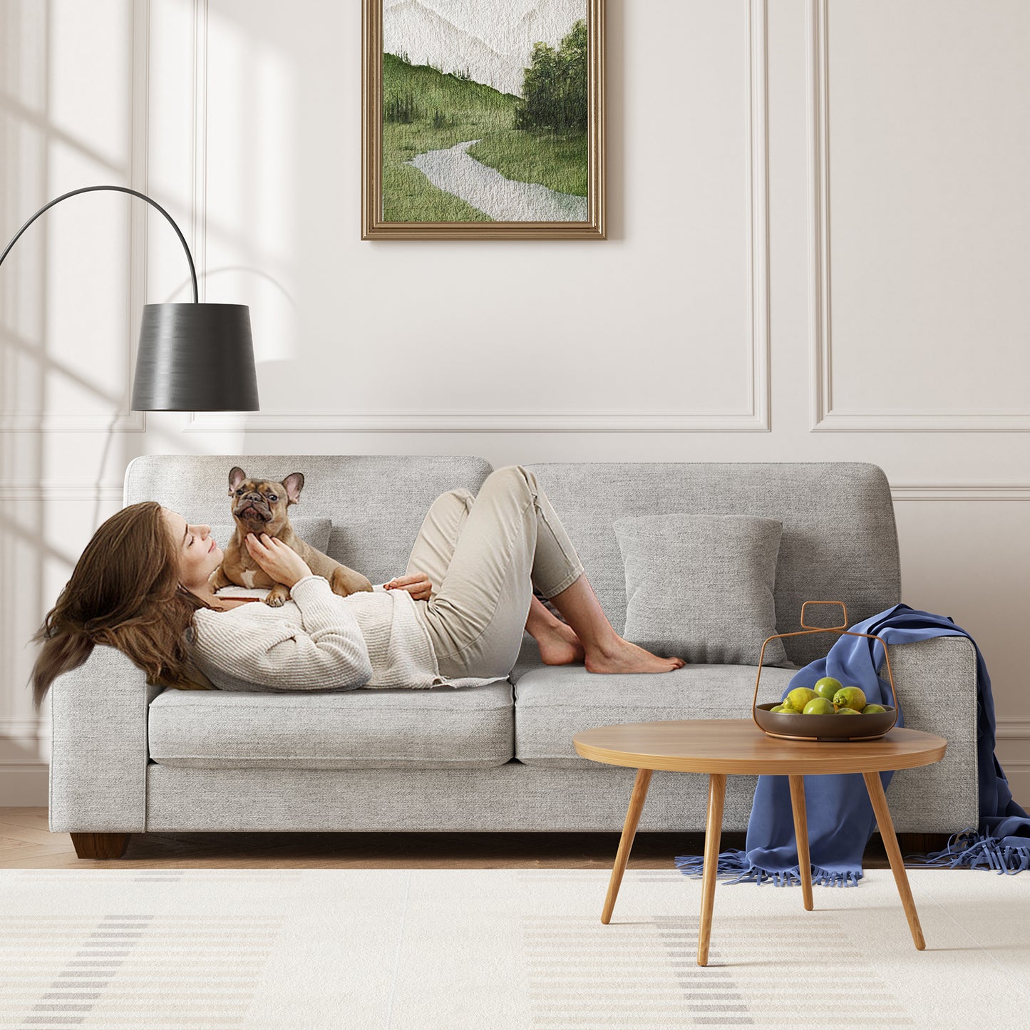 Modern Living Room Chenille Recliner Sofa