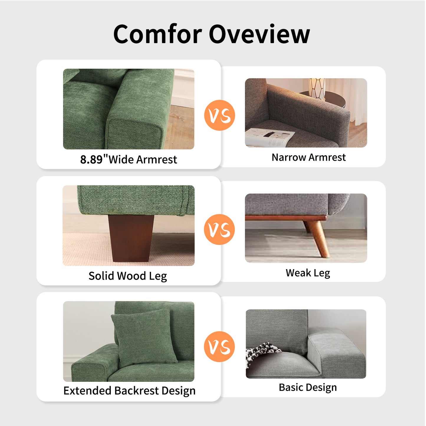 DOPEDIO Modern Loveseat Sofa for Living Room,Chenille Recliner, Removable Cover, Spring Cushions, Solid Wood Frame, Easy Assembly for Small Spaces (88.58inch，Green)