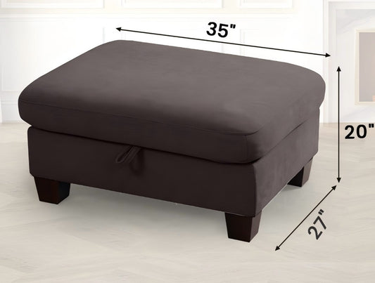 35" Large Storage Ottoman, Rectangular Chenille Footrest for Living Room, 7.8" Deep Seat, 350 lb Weight Capacity, Dark Grey