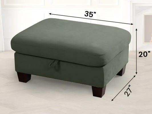 35" Large Storage Ottoman, Rectangular Chenille Footrest for Living Room, 7.8" Deep Seat, 350 lb Weight Capacity, Green